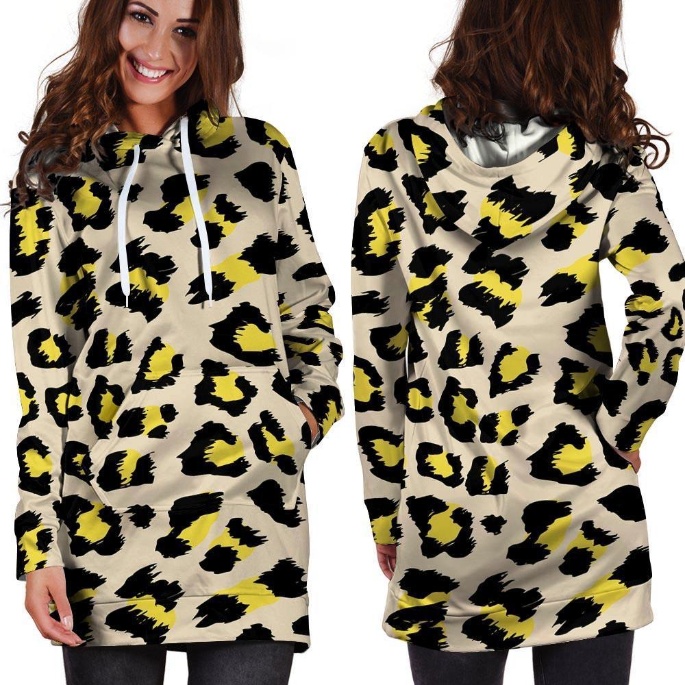 Leopard Print Hoodie Dress-grizzshop