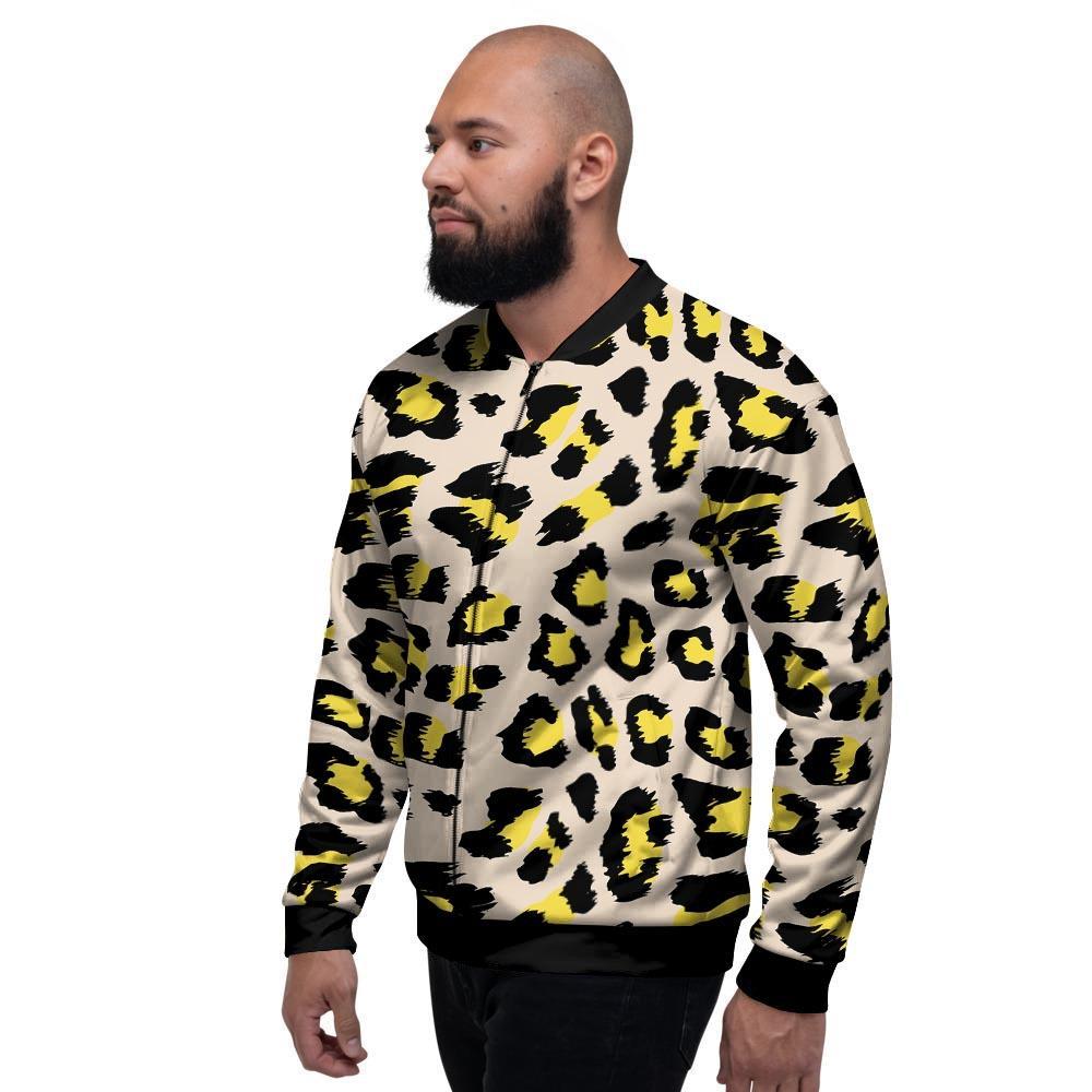 Leopard Print Men's Bomber Jacket-grizzshop