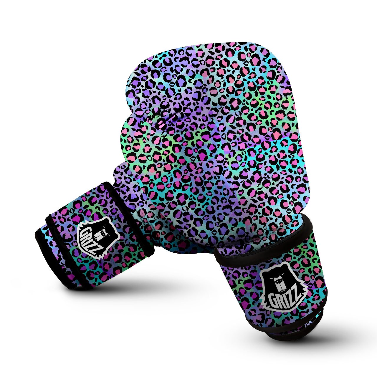 Leopard Rainbow And Purple Print Pattern Boxing Gloves-grizzshop