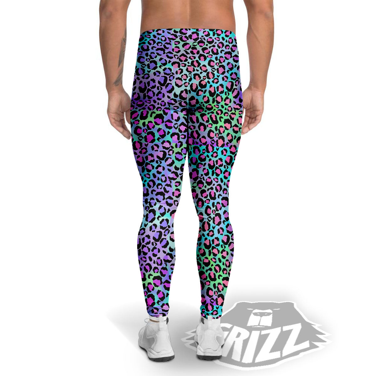 Leopard Rainbow And Purple Print Pattern Men's Leggings-grizzshop