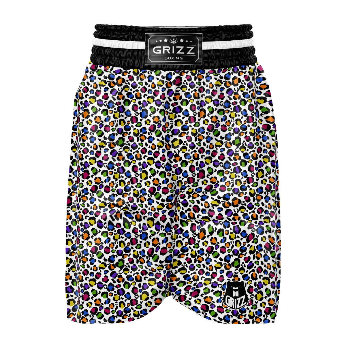 Leopard Rainbow And White Print Pattern Boxing Shorts-grizzshop