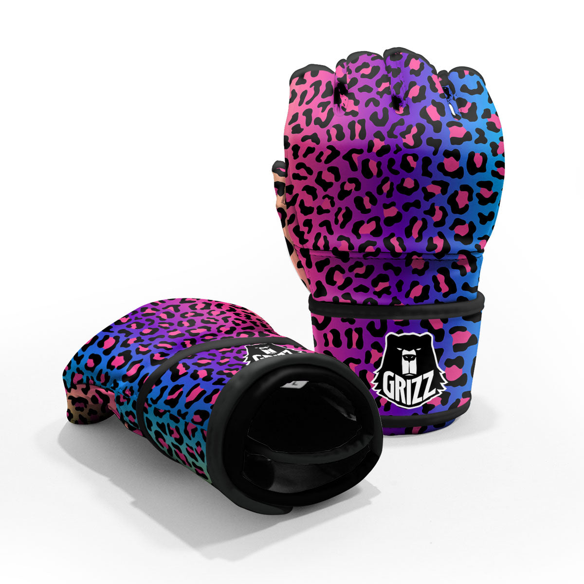 Leopard Rainbow Print MMA Gloves-grizzshop
