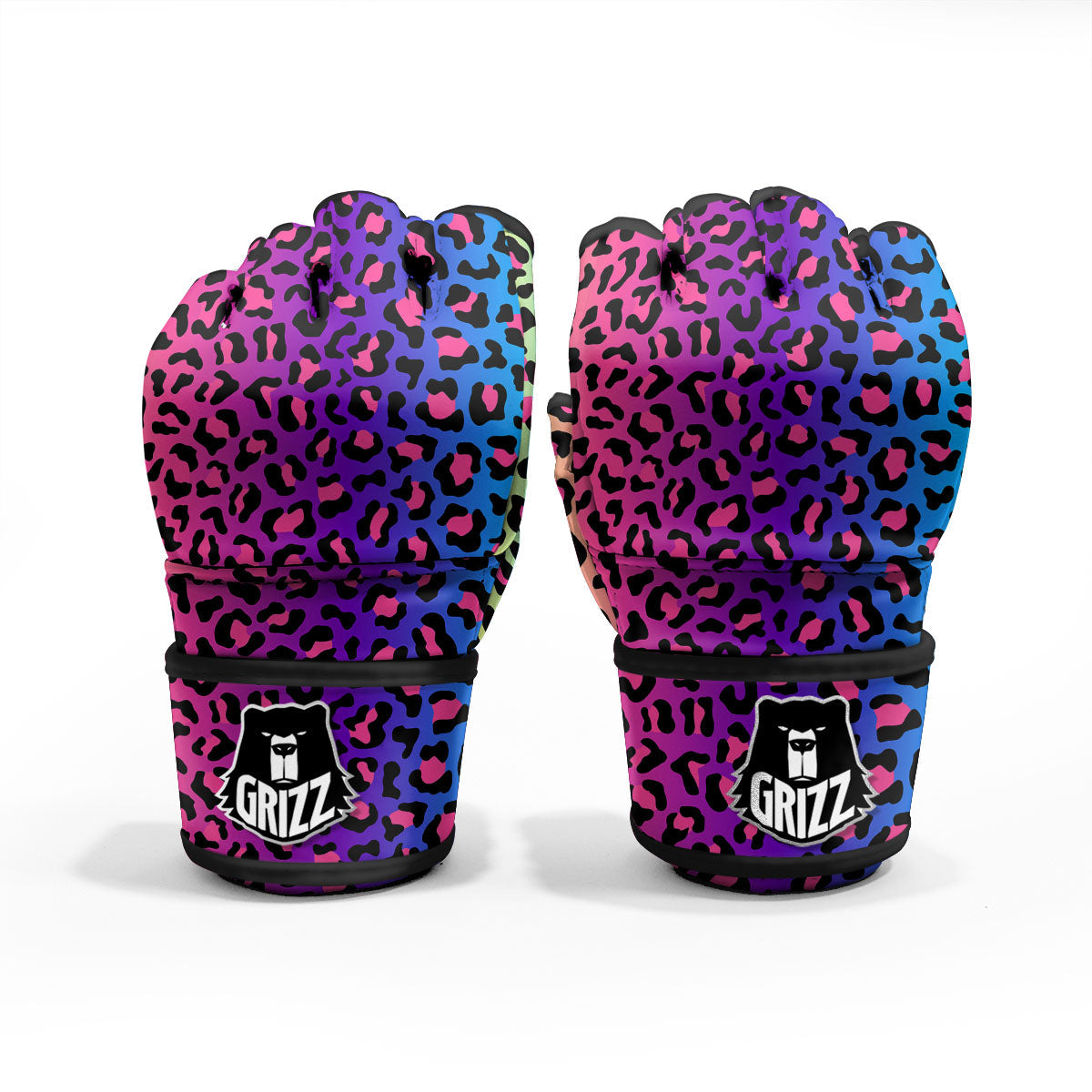 Leopard Rainbow Print MMA Gloves-grizzshop