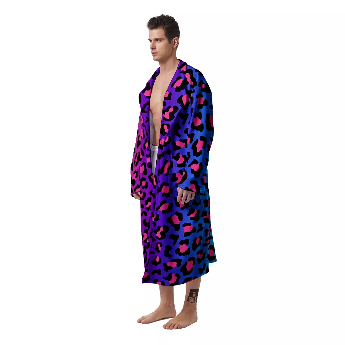 Leopard Rainbow Print Men's Robe-grizzshop