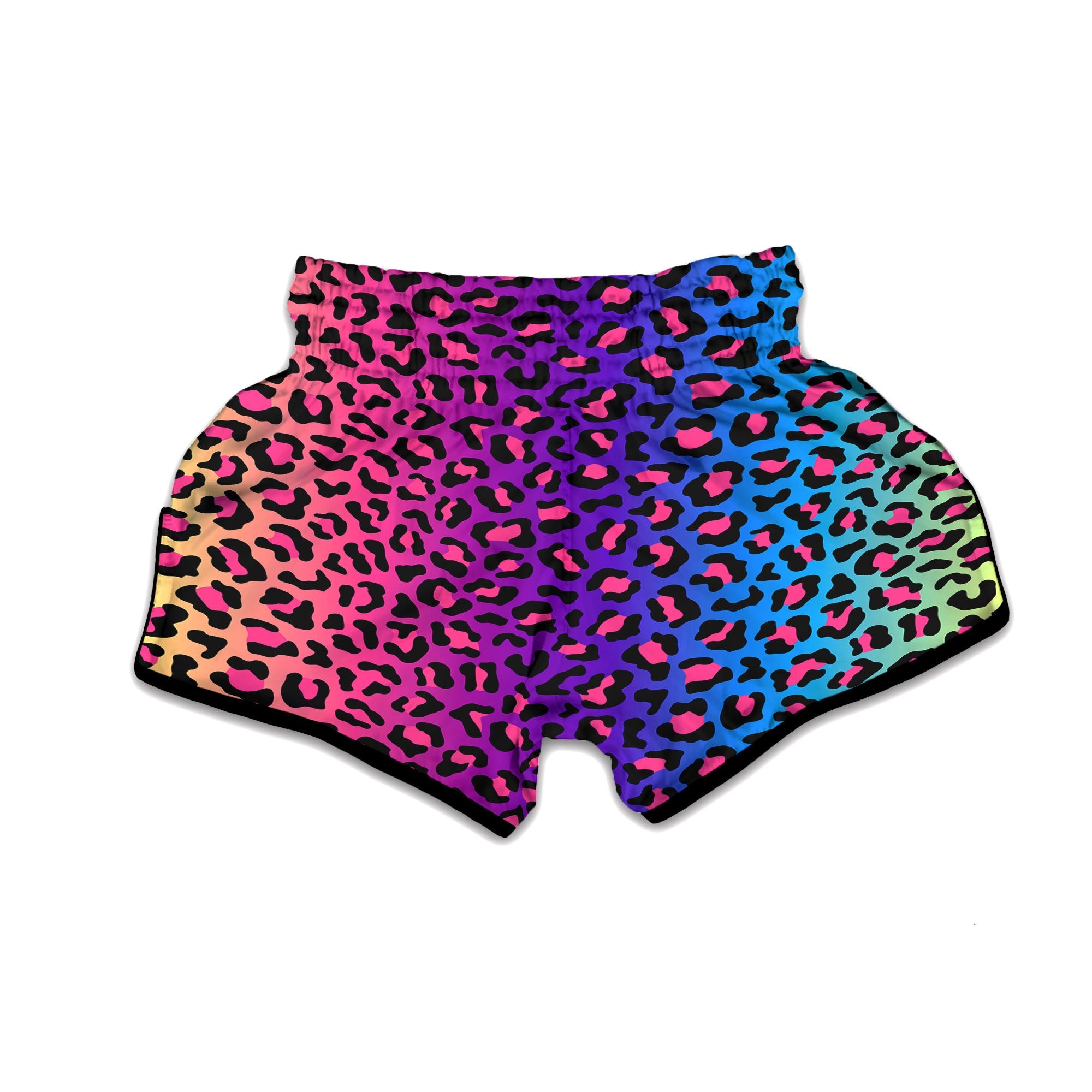 Leopard Rainbow Print Muay Thai Boxing Shorts-grizzshop