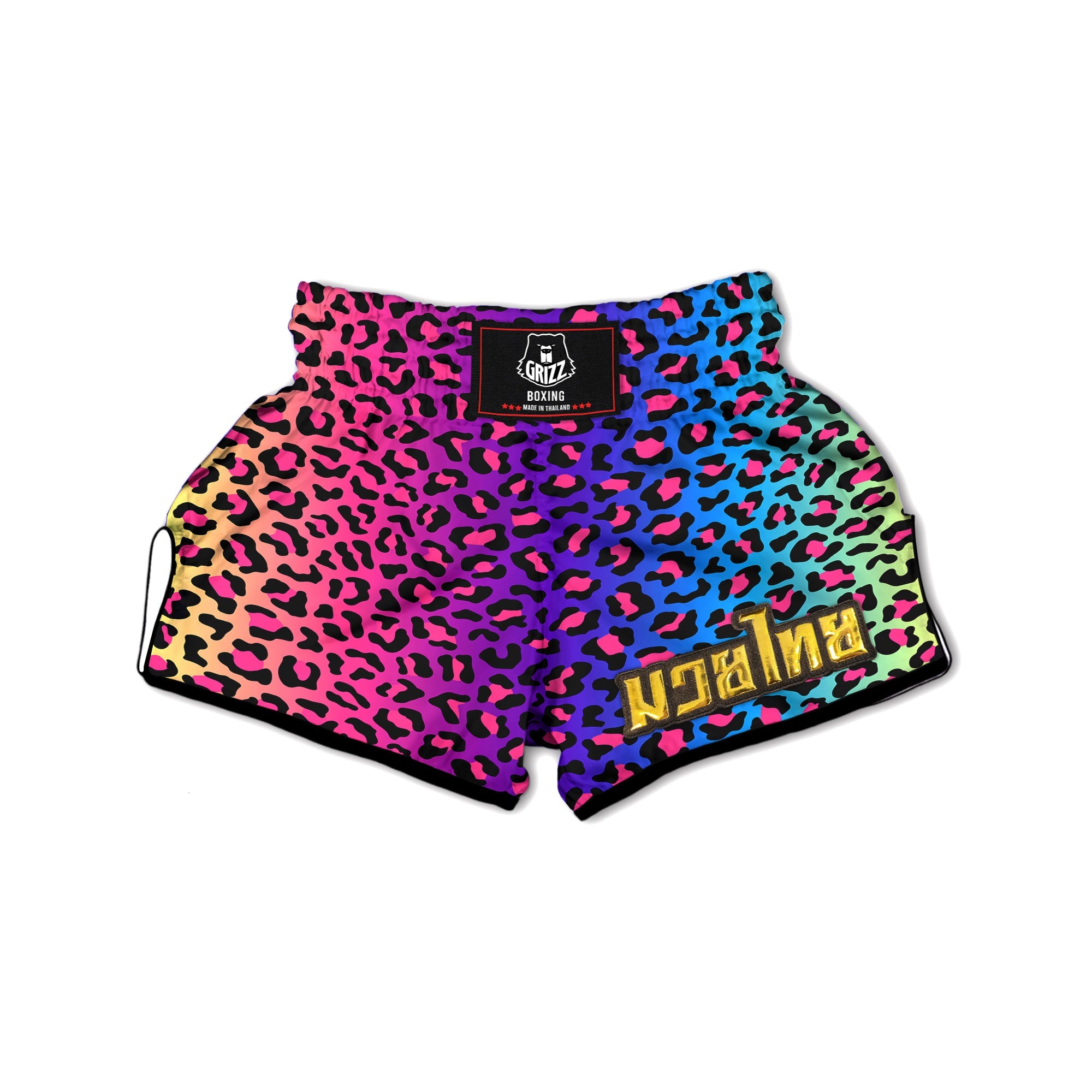 Leopard Rainbow Print Muay Thai Boxing Shorts-grizzshop