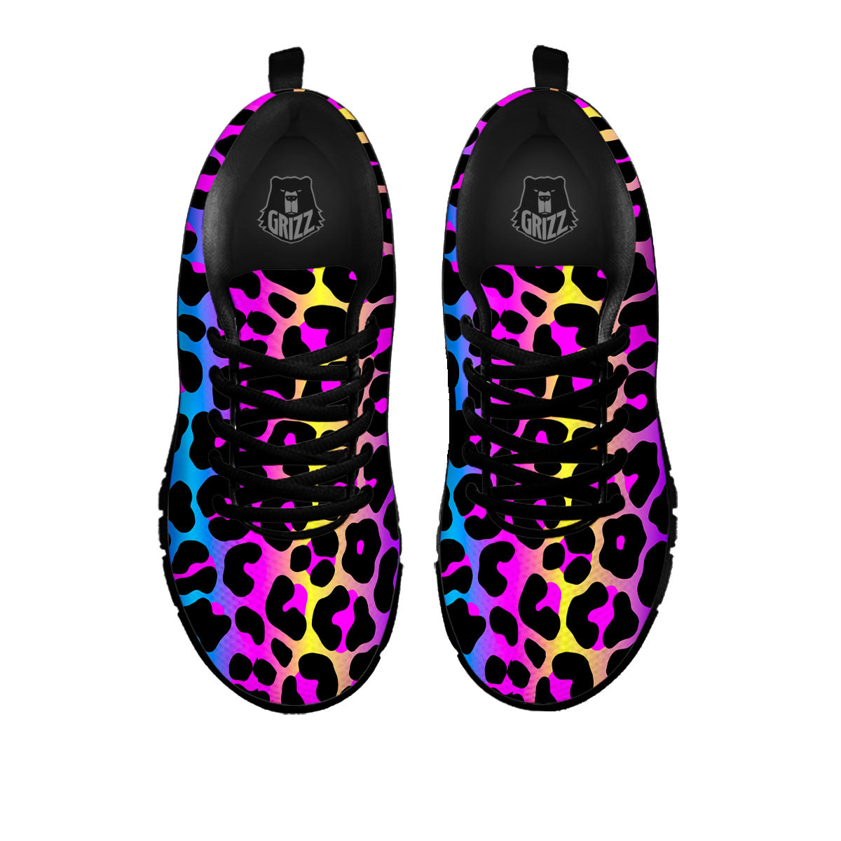 Leopard Rainbow Print Pattern Black Sneaker-grizzshop