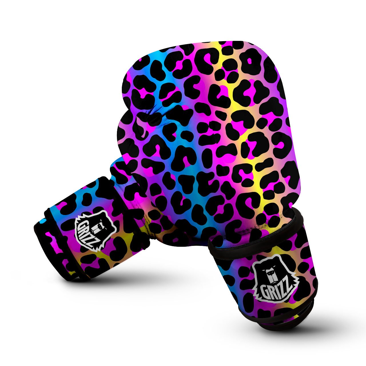 Leopard Rainbow Print Pattern Boxing Gloves-grizzshop