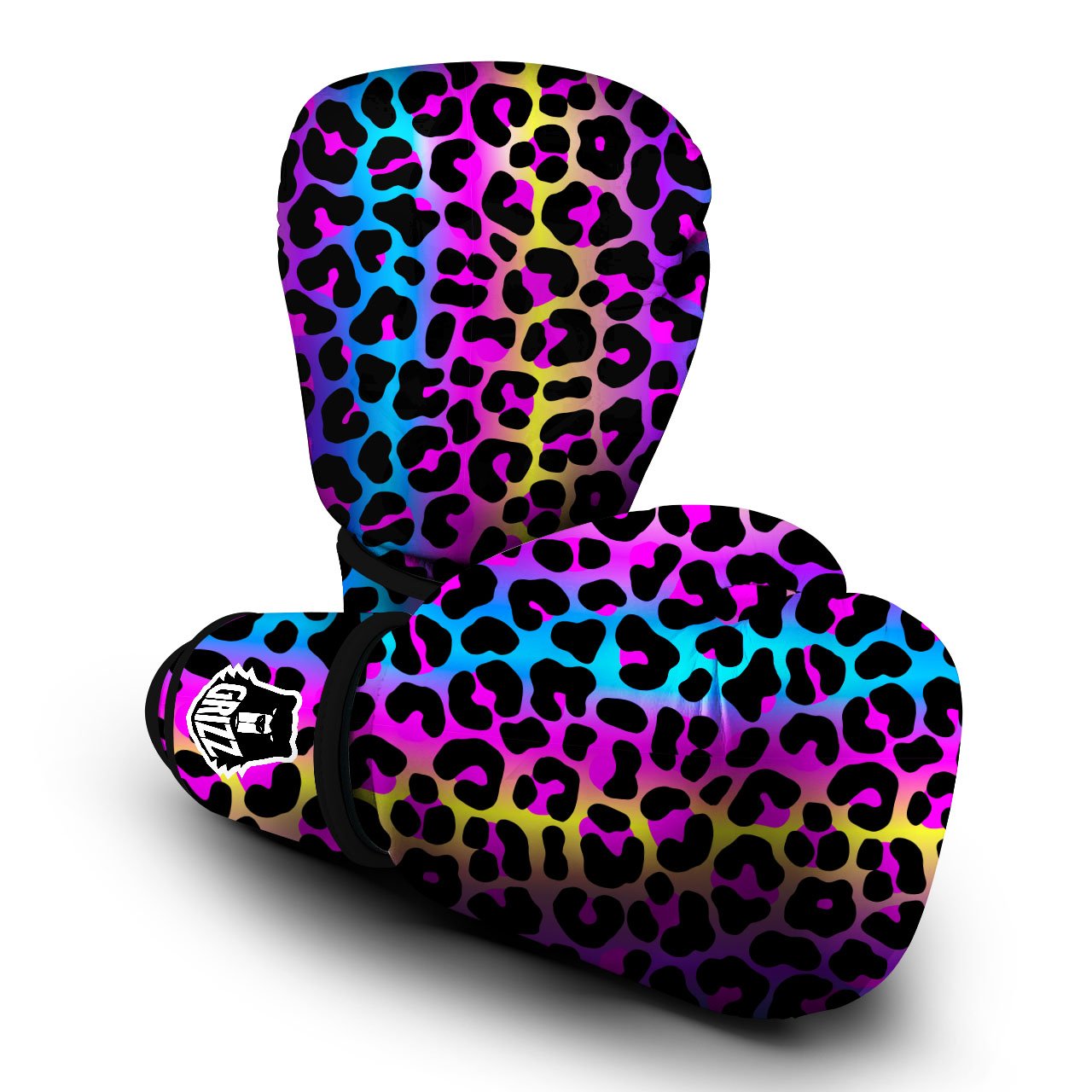 Leopard Rainbow Print Pattern Boxing Gloves-grizzshop