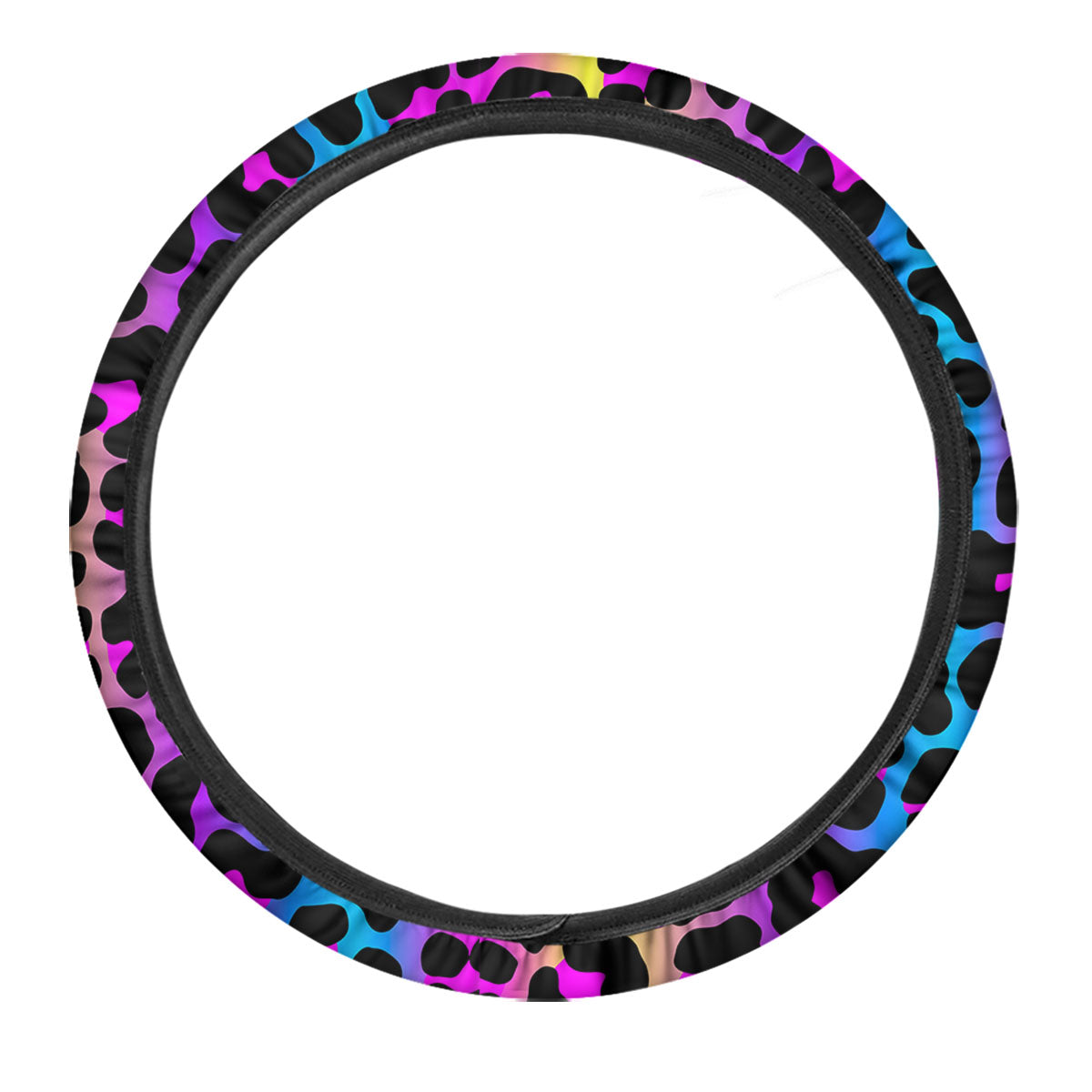 Leopard Rainbow Print Pattern Car Steering Wheel Cover-grizzshop