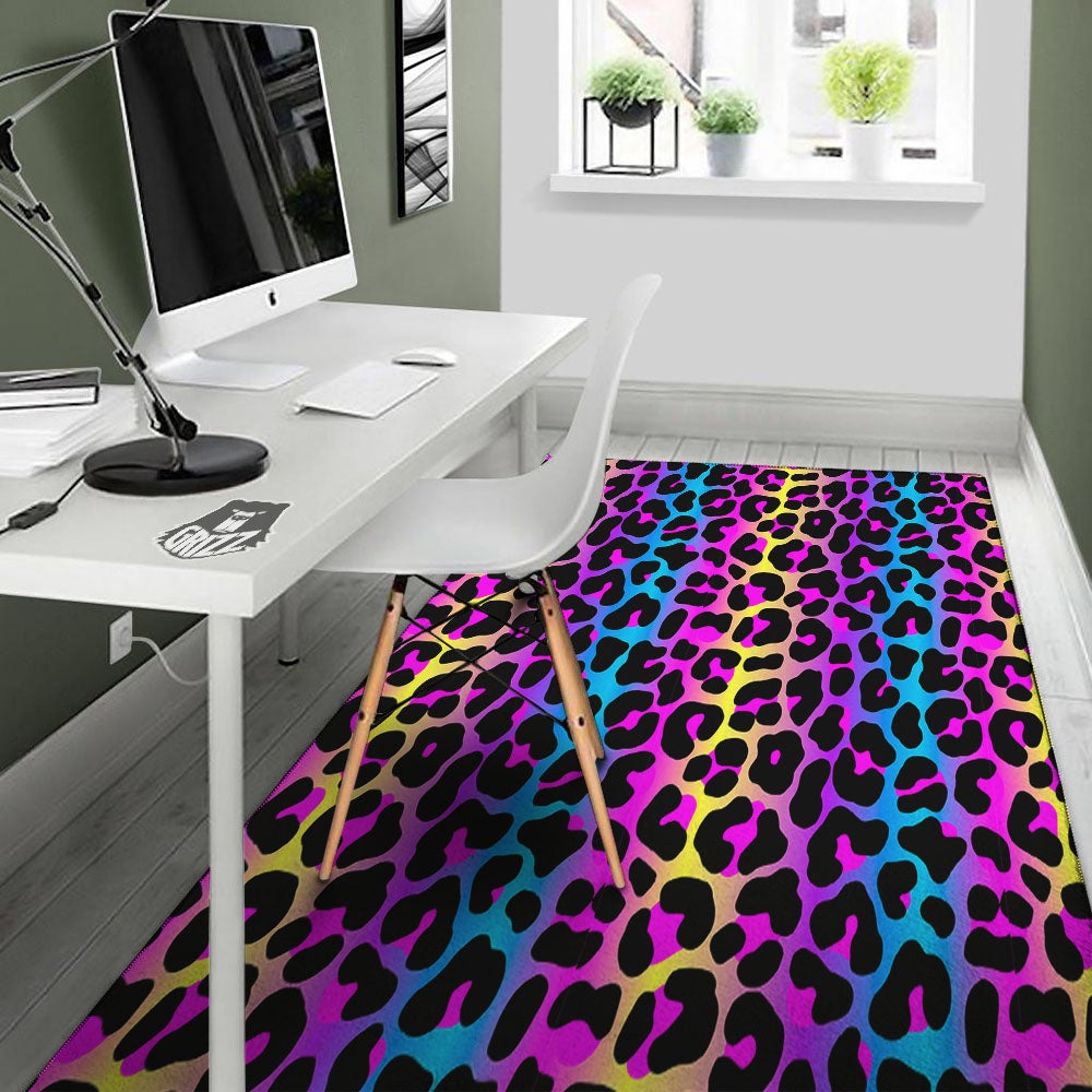 Leopard Rainbow Print Pattern Floor Mat-grizzshop