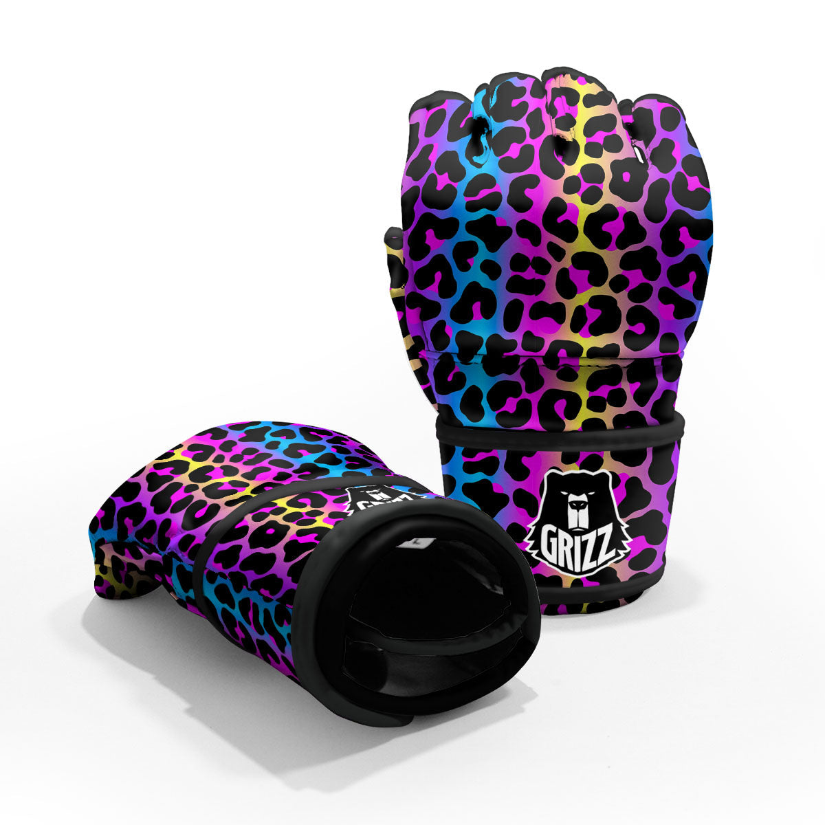 Leopard Rainbow Print Pattern MMA Gloves-grizzshop