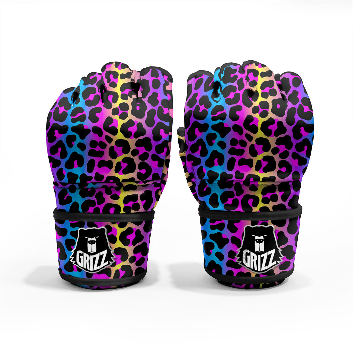 Leopard Rainbow Print Pattern MMA Gloves-grizzshop