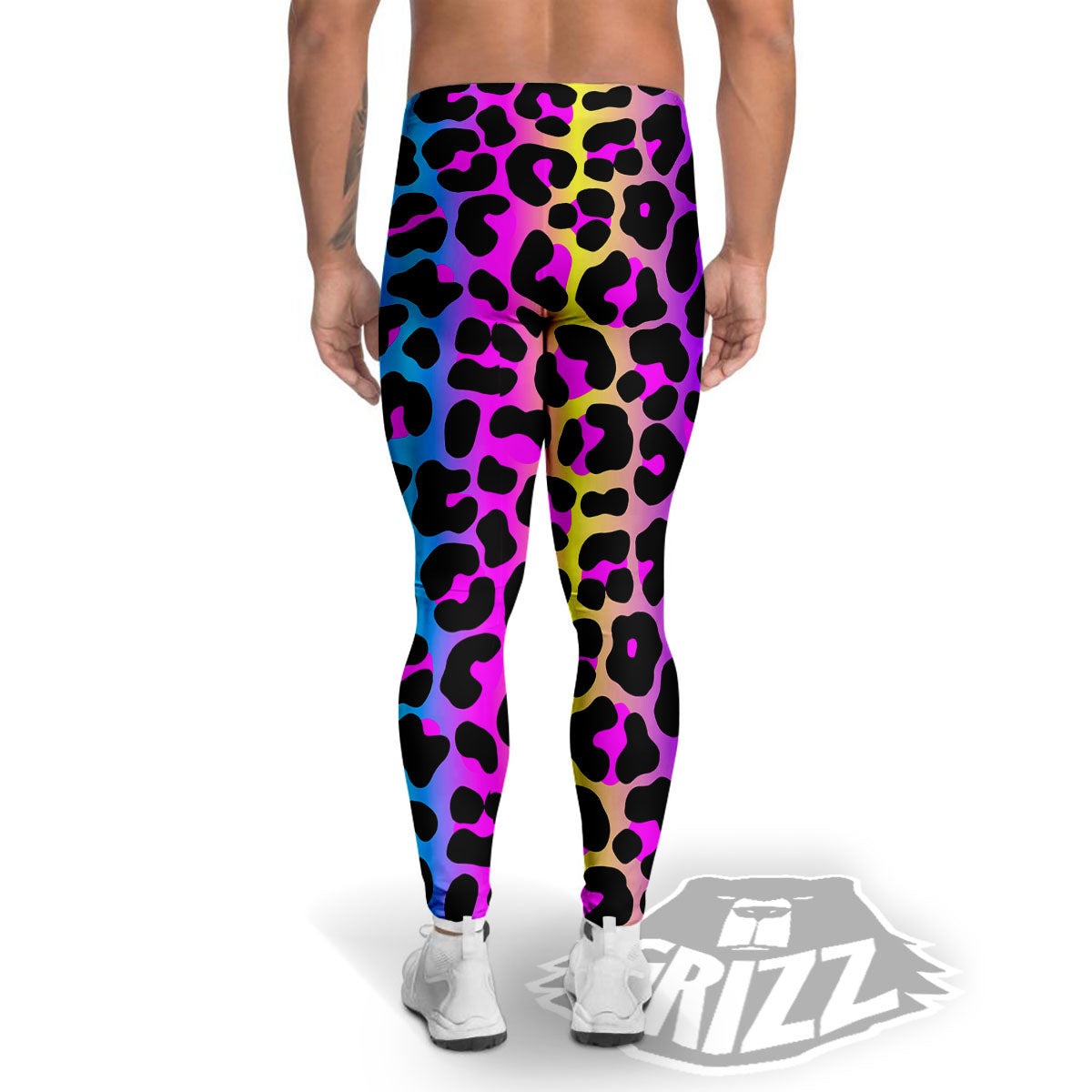 Leopard Rainbow Print Pattern Men's Leggings-grizzshop