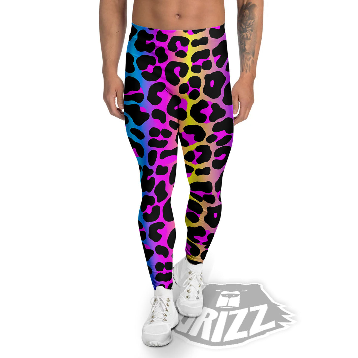 Leopard Rainbow Print Pattern Men's Leggings-grizzshop