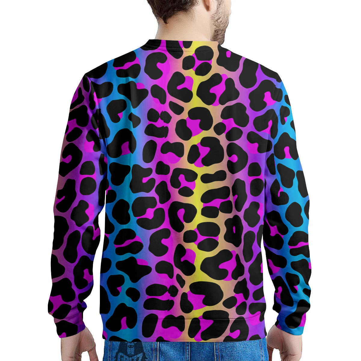 Leopard Rainbow Print Pattern Men's Sweatshirt-grizzshop