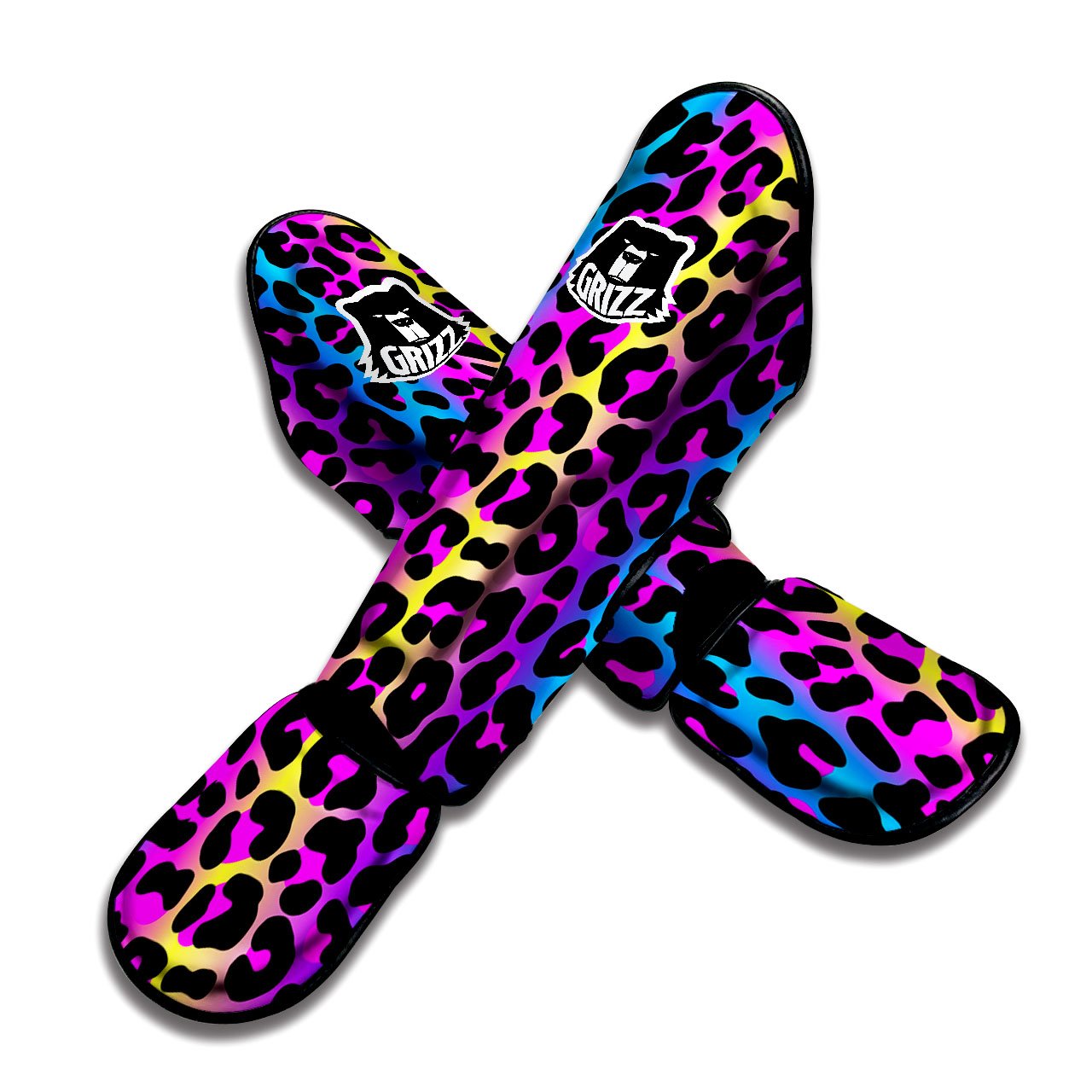 Leopard Rainbow Print Pattern Muay Thai Shin Guards-grizzshop