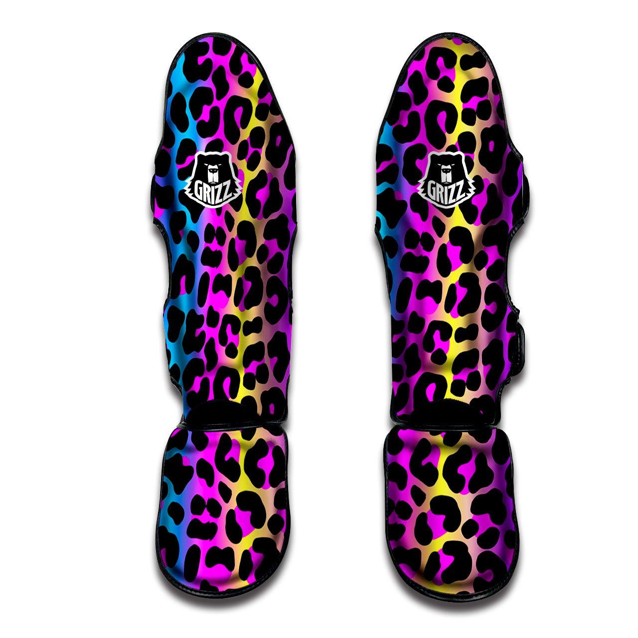 Leopard Rainbow Print Pattern Muay Thai Shin Guards-grizzshop