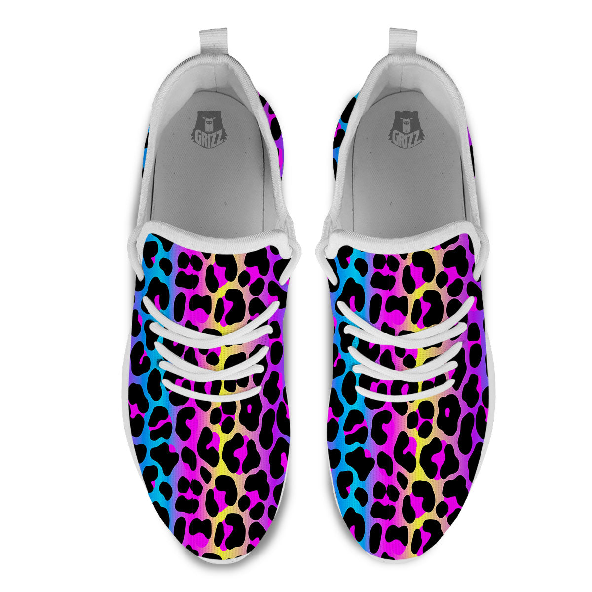 Leopard Rainbow Print Pattern White Athletic Shoes-grizzshop