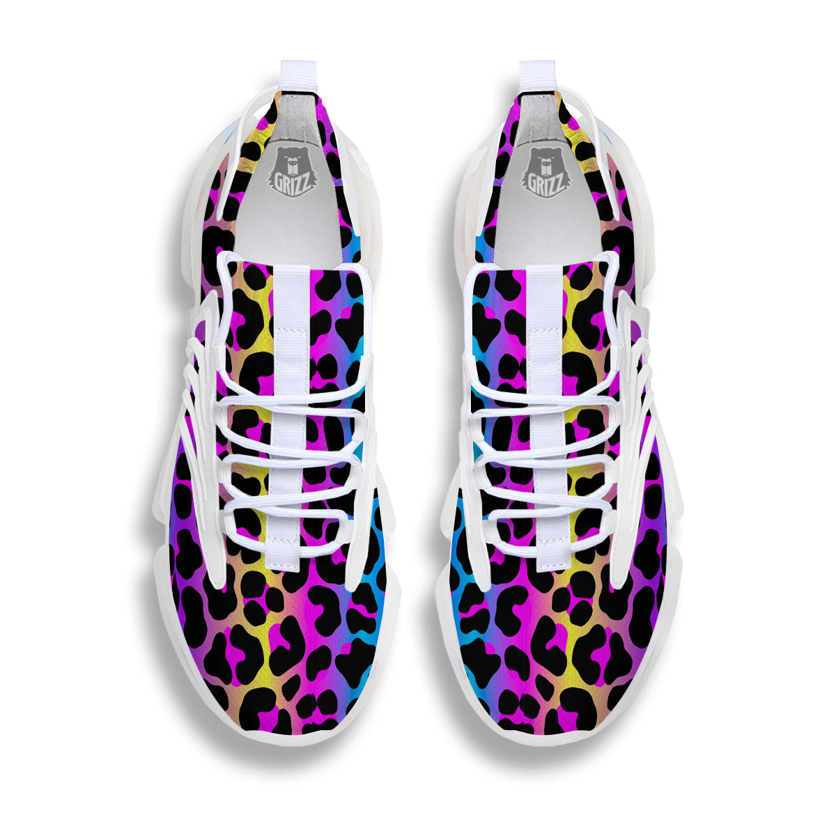 Leopard Rainbow Print Pattern White Gym Shoes-grizzshop