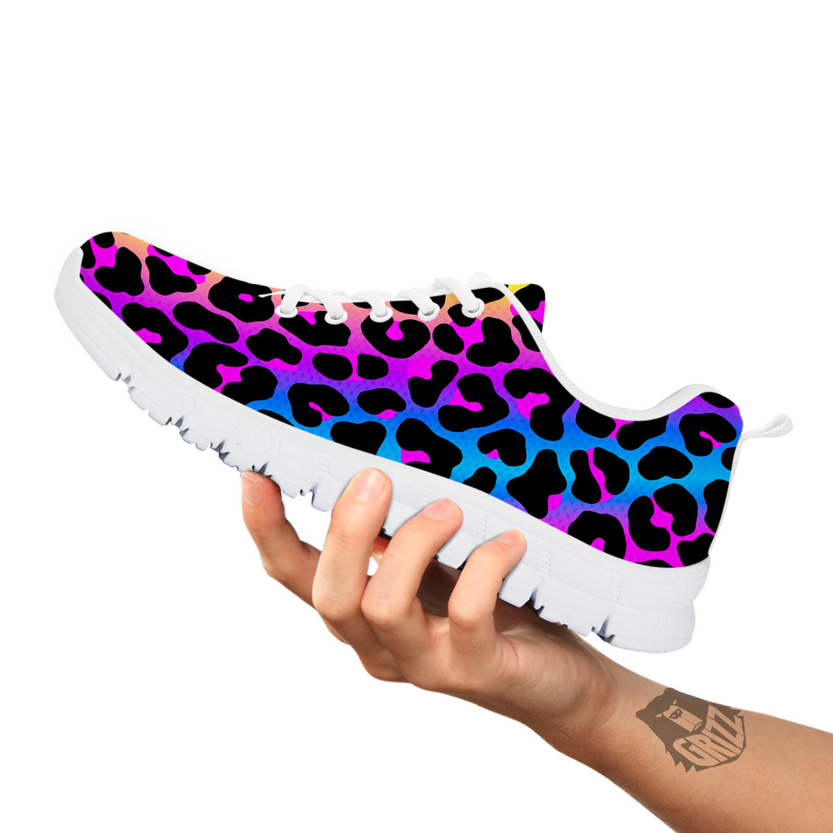 Leopard Rainbow Print Pattern White Sneaker-grizzshop