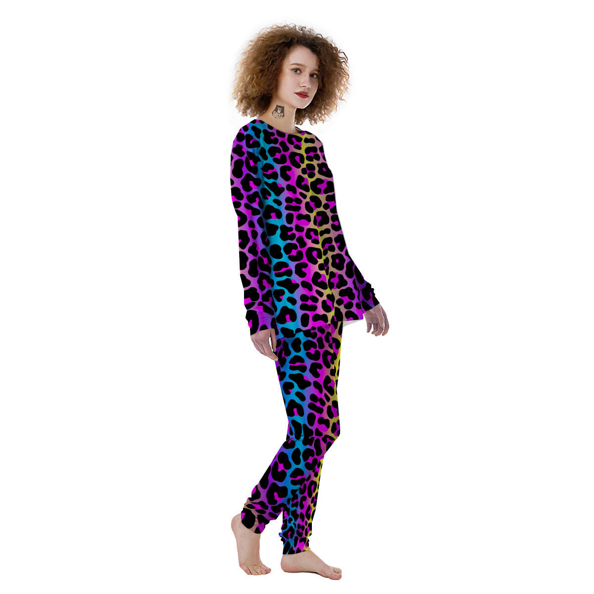 Leopard Rainbow Print Pattern Women's Pajamas-grizzshop