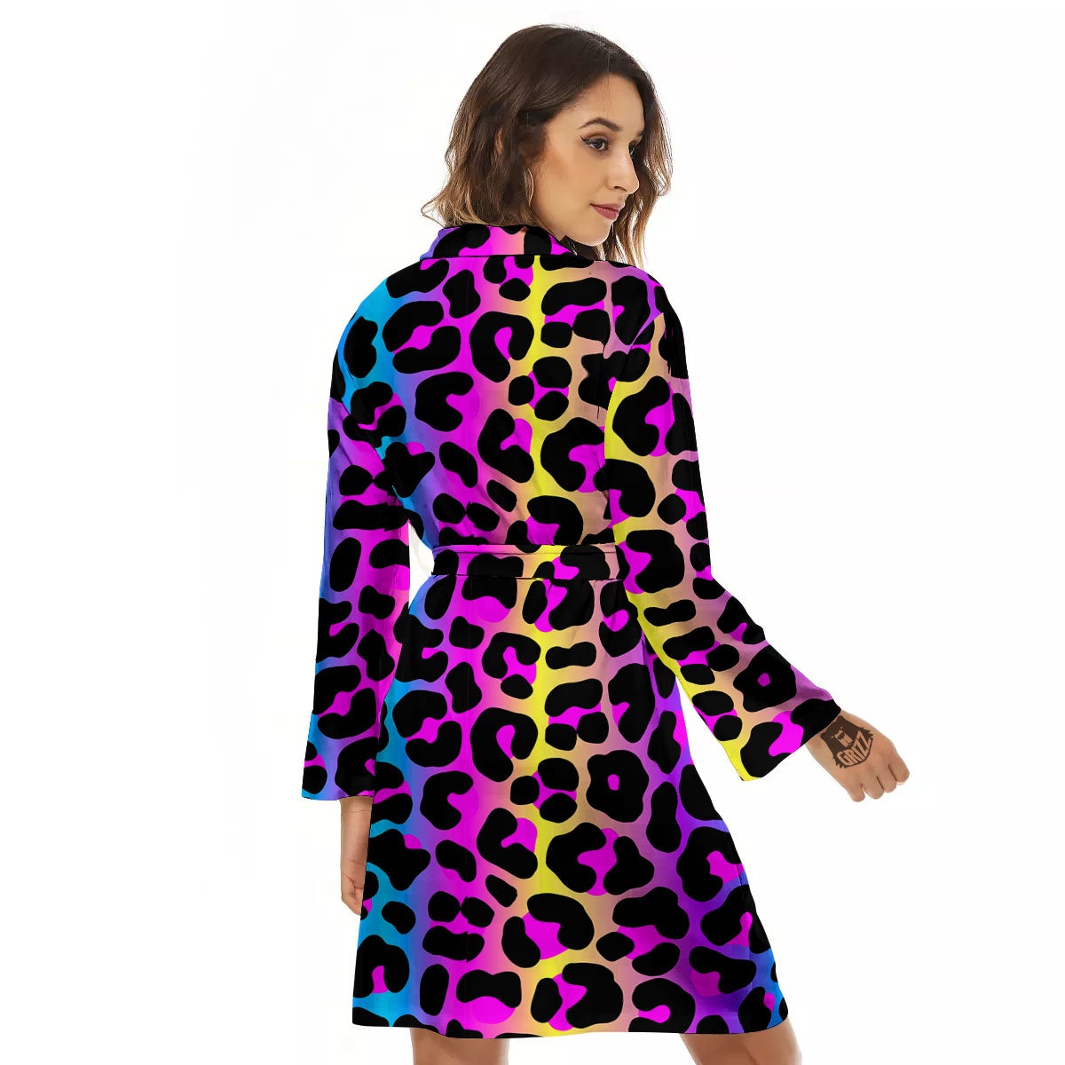 Leopard Rainbow Print Pattern Women's Robe-grizzshop