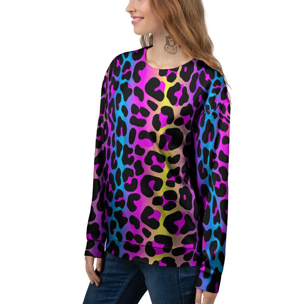 Leopard Rainbow Print Pattern Women's Sweatshirt-grizzshop