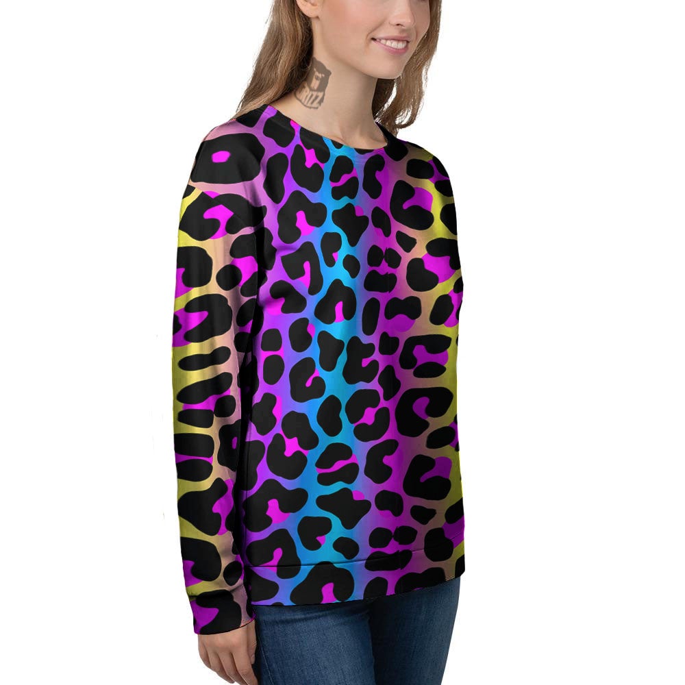 Leopard Rainbow Print Pattern Women's Sweatshirt-grizzshop