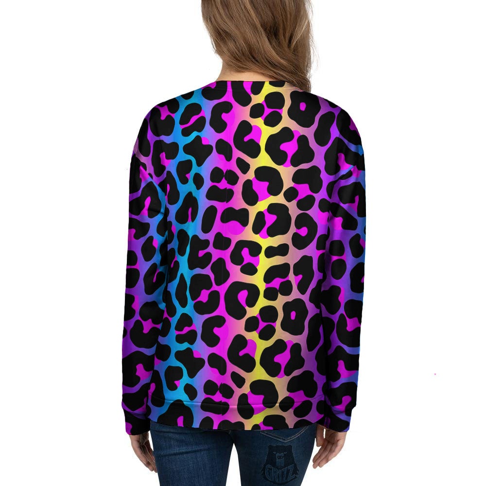 Leopard Rainbow Print Pattern Women's Sweatshirt-grizzshop