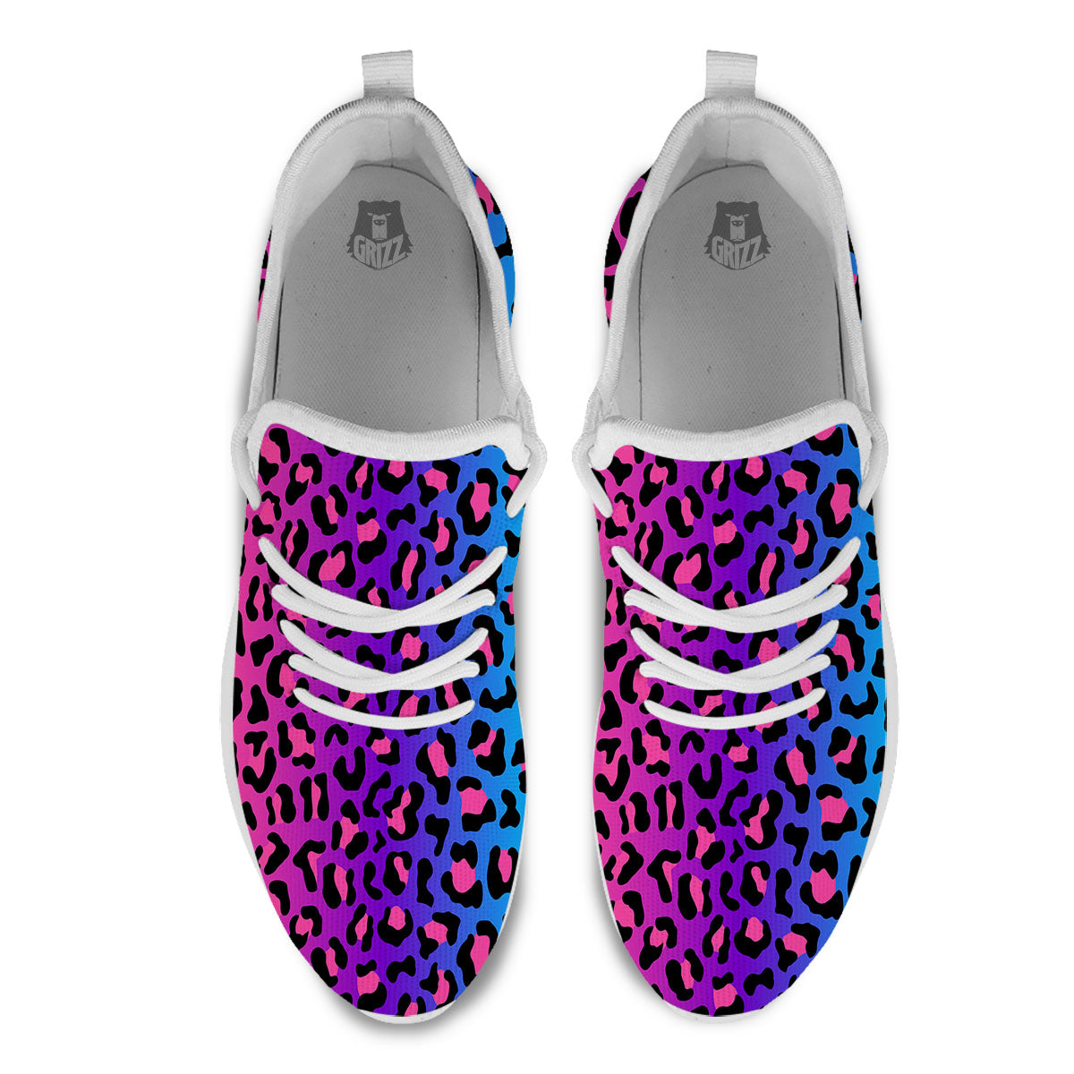 Leopard Rainbow Print White Athletic Shoes-grizzshop