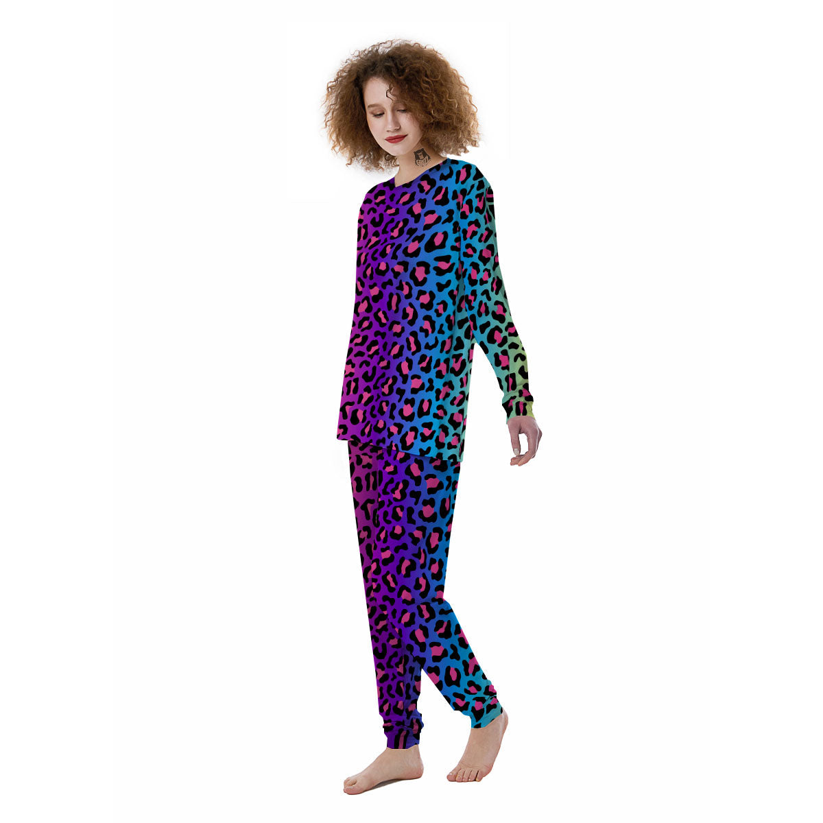 Leopard Rainbow Print Women's Pajamas-grizzshop