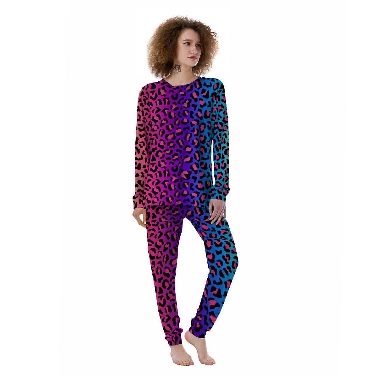 Leopard Rainbow Print Women's Pajamas-grizzshop