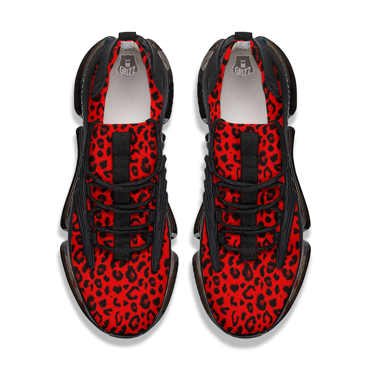 Leopard Red Print Pattern Black Gym Shoes-grizzshop