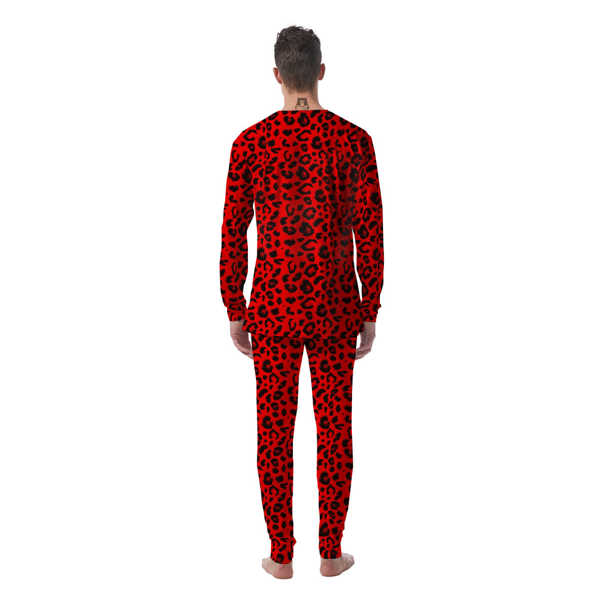 Leopard Red Print Pattern Men's Pajamas-grizzshop