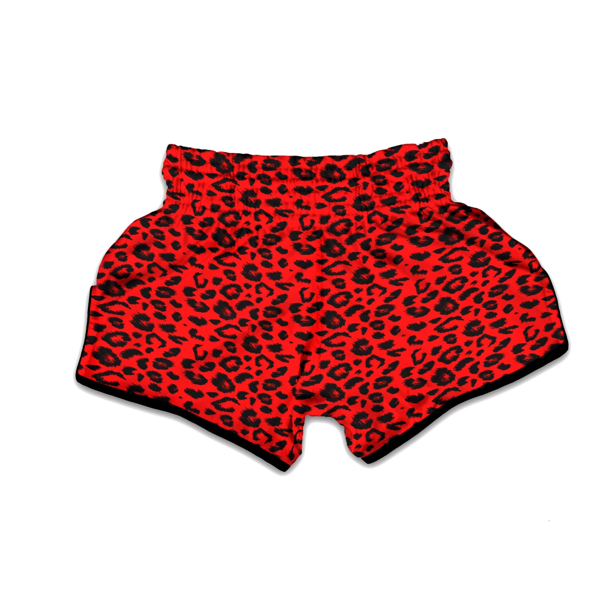 Leopard Red Print Pattern Muay Thai Boxing Shorts-grizzshop