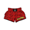 Leopard Red Print Pattern Muay Thai Boxing Shorts-grizzshop