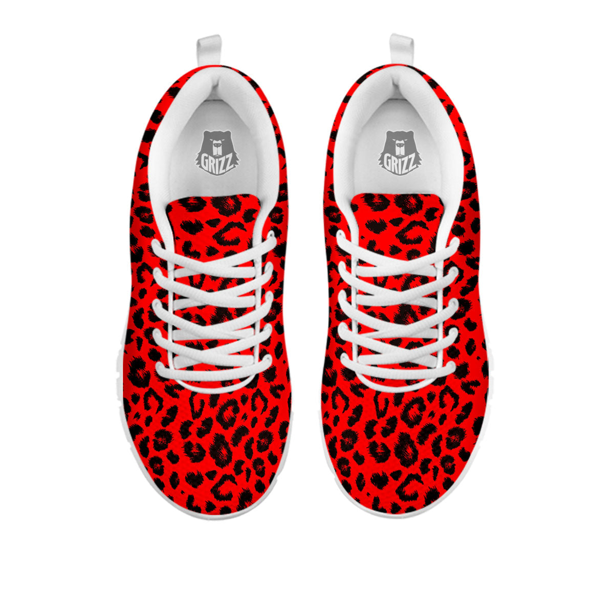 Leopard Red Print Pattern White Sneaker-grizzshop