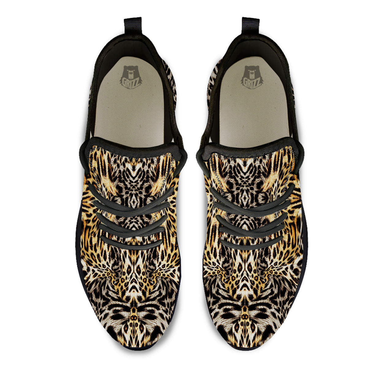 Leopard Skin Texture Print Pattern Black Athletic Shoes-grizzshop