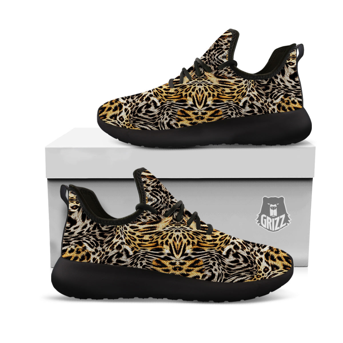 Leopard Skin Texture Print Pattern Black Athletic Shoes-grizzshop