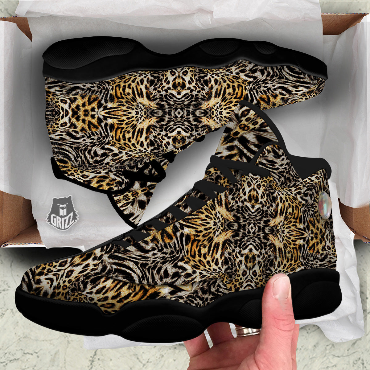 Leopard Skin Texture Print Pattern Black Basketball Shoes-grizzshop