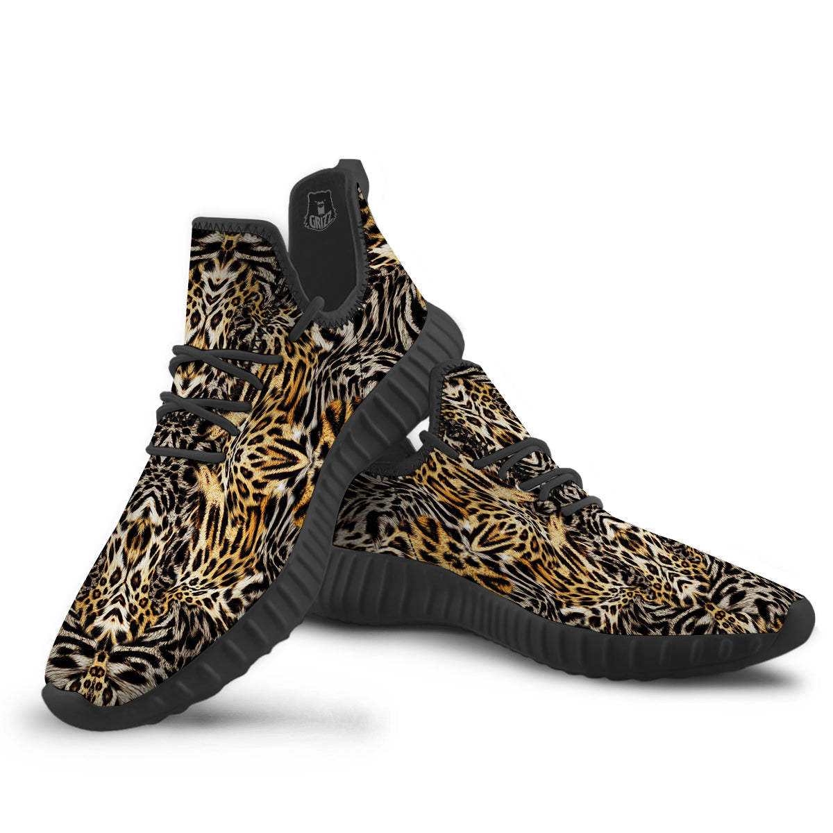 Leopard Skin Texture Print Pattern Black Walking Shoes-grizzshop