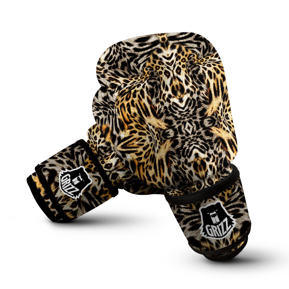 Leopard Skin Texture Print Pattern Boxing Gloves-grizzshop