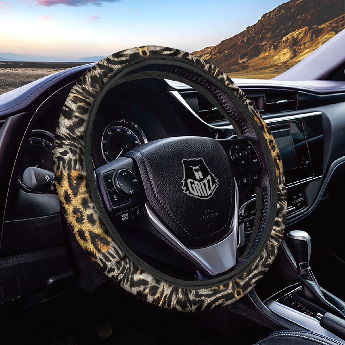 Leopard Skin Texture Print Pattern Car Steering Wheel Cover-grizzshop