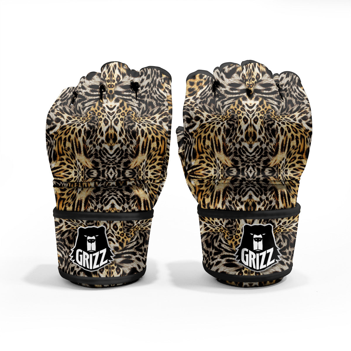 Leopard Skin Texture Print Pattern MMA Gloves-grizzshop