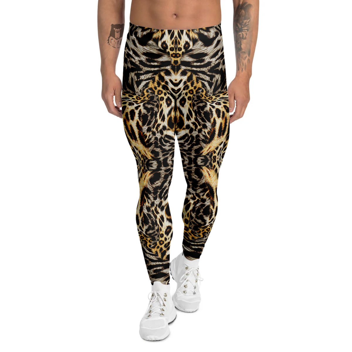 Leopard Skin Texture Print Pattern Men's Leggings-grizzshop