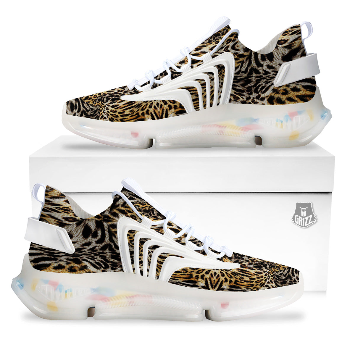 Leopard Skin Texture Print Pattern White Gym Shoes-grizzshop