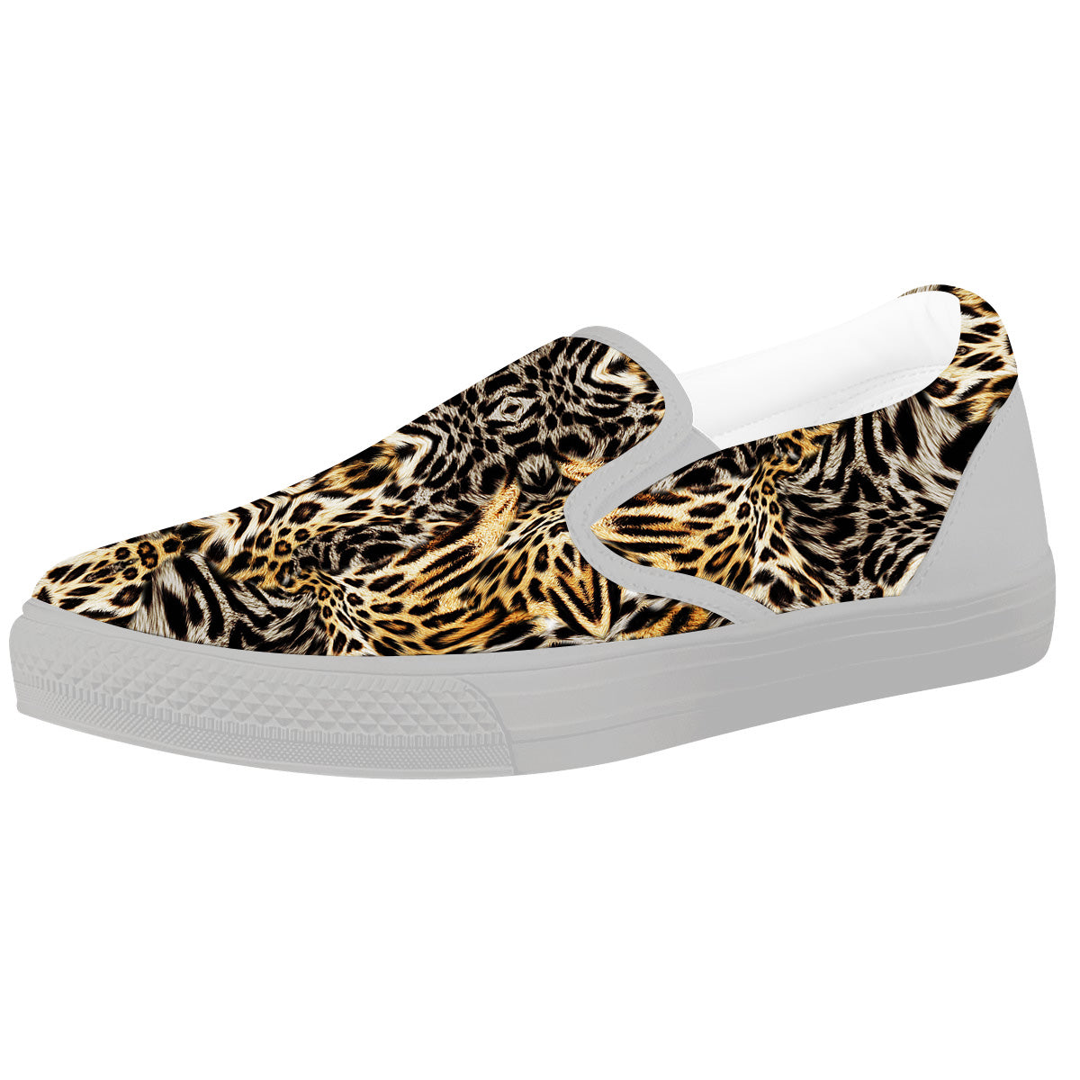 Leopard Skin Texture Print Pattern White Slip On Shoes-grizzshop