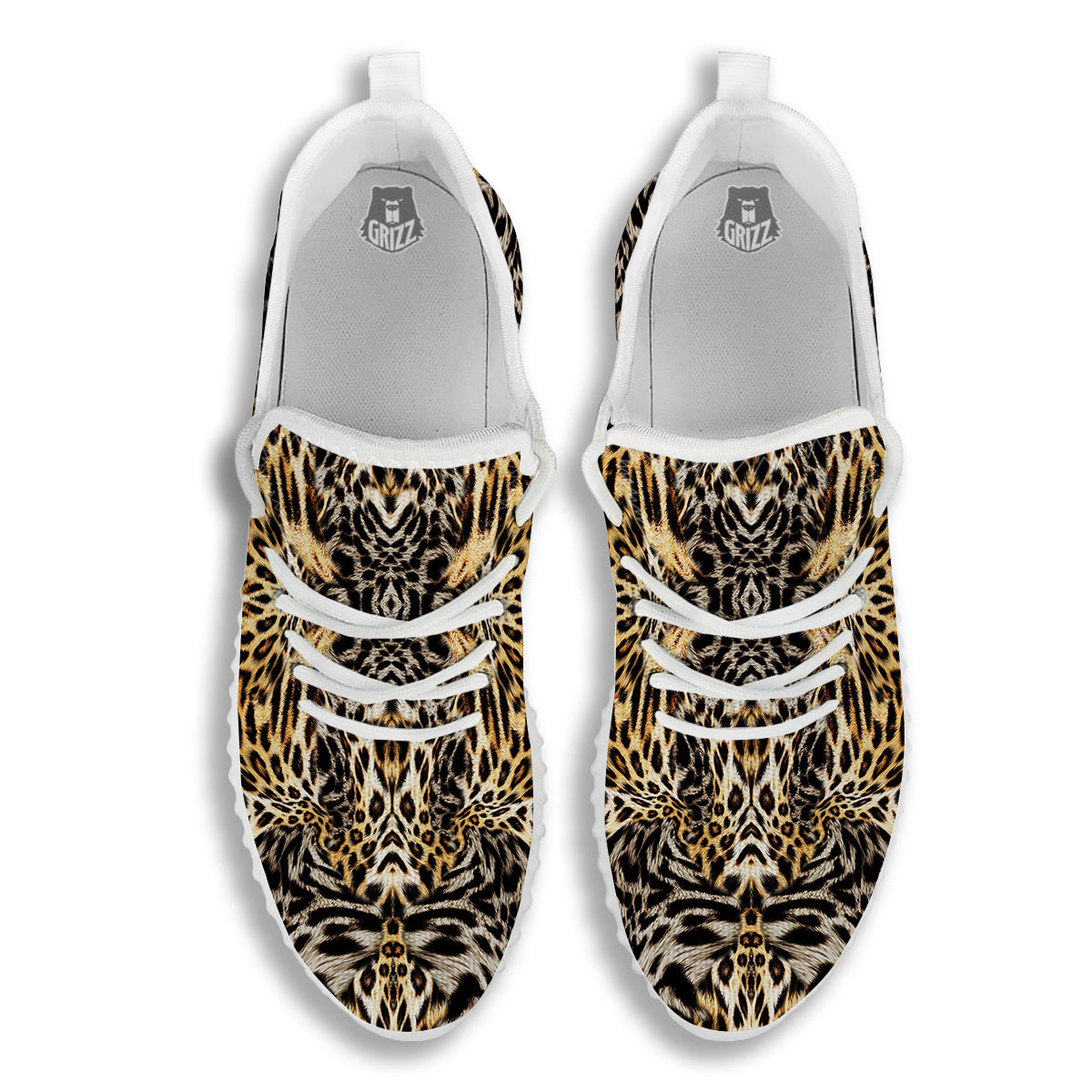 Leopard Skin Texture Print Pattern White Walking Shoes-grizzshop