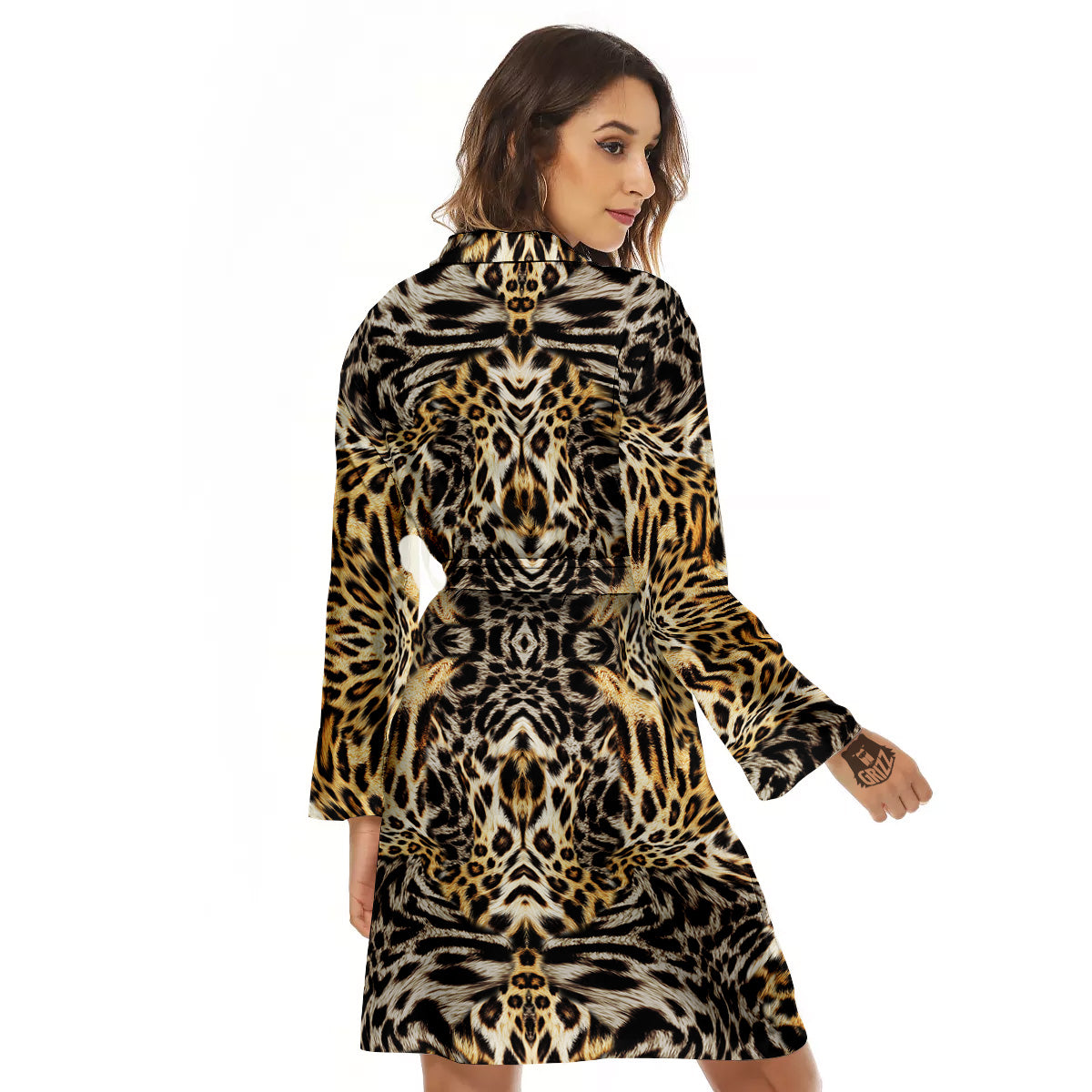 Leopard Skin Texture Print Pattern Women's Robe-grizzshop